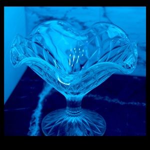 Clear Glass Ruffled Edges Pedestal Candy Dish.